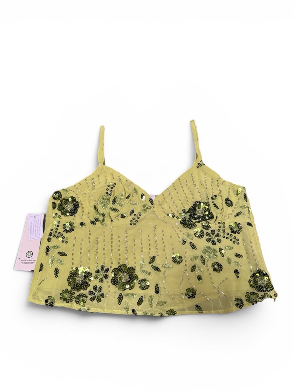 Y2K No Boundaries Sequin Beaded Cami Top Small White Grape NWT